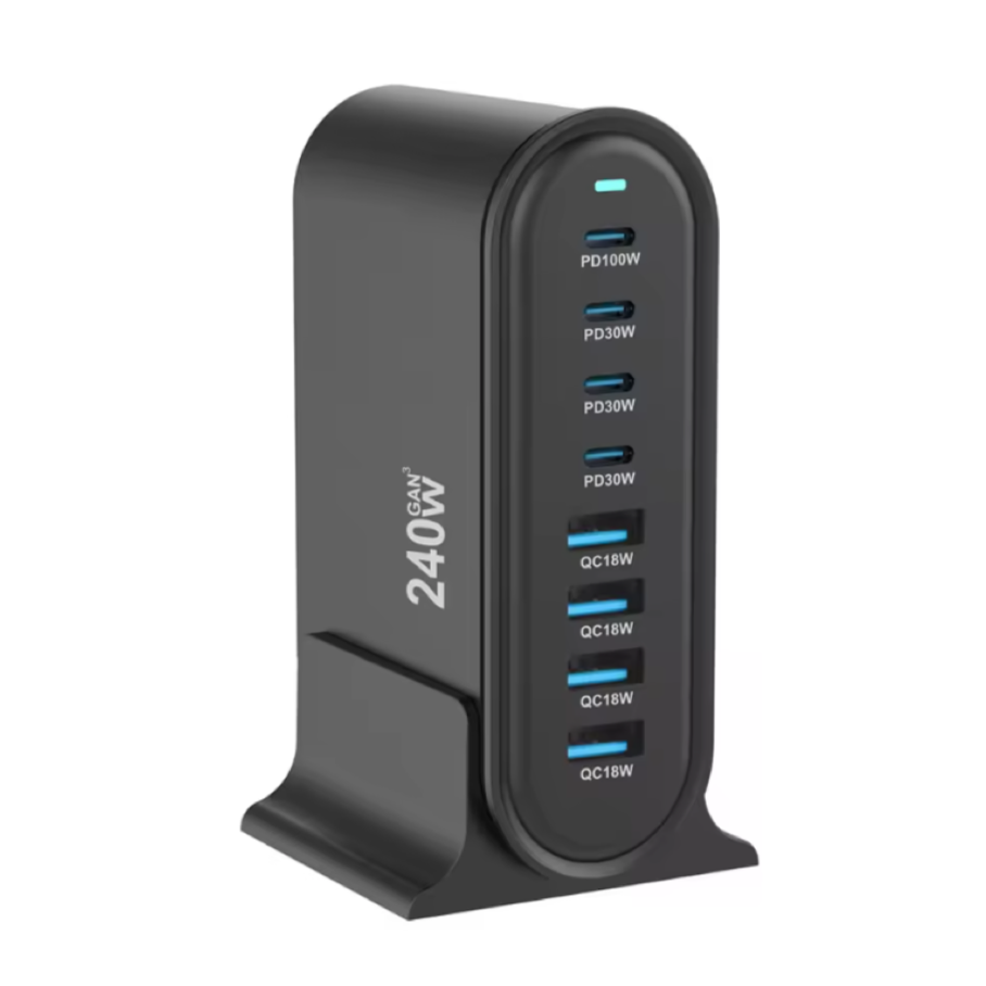 240W Desktop GaN Charger 8-port USB Type C PD Charger Fast Charge 3.0 USB Type C Fast Charger Mobile USB Charger