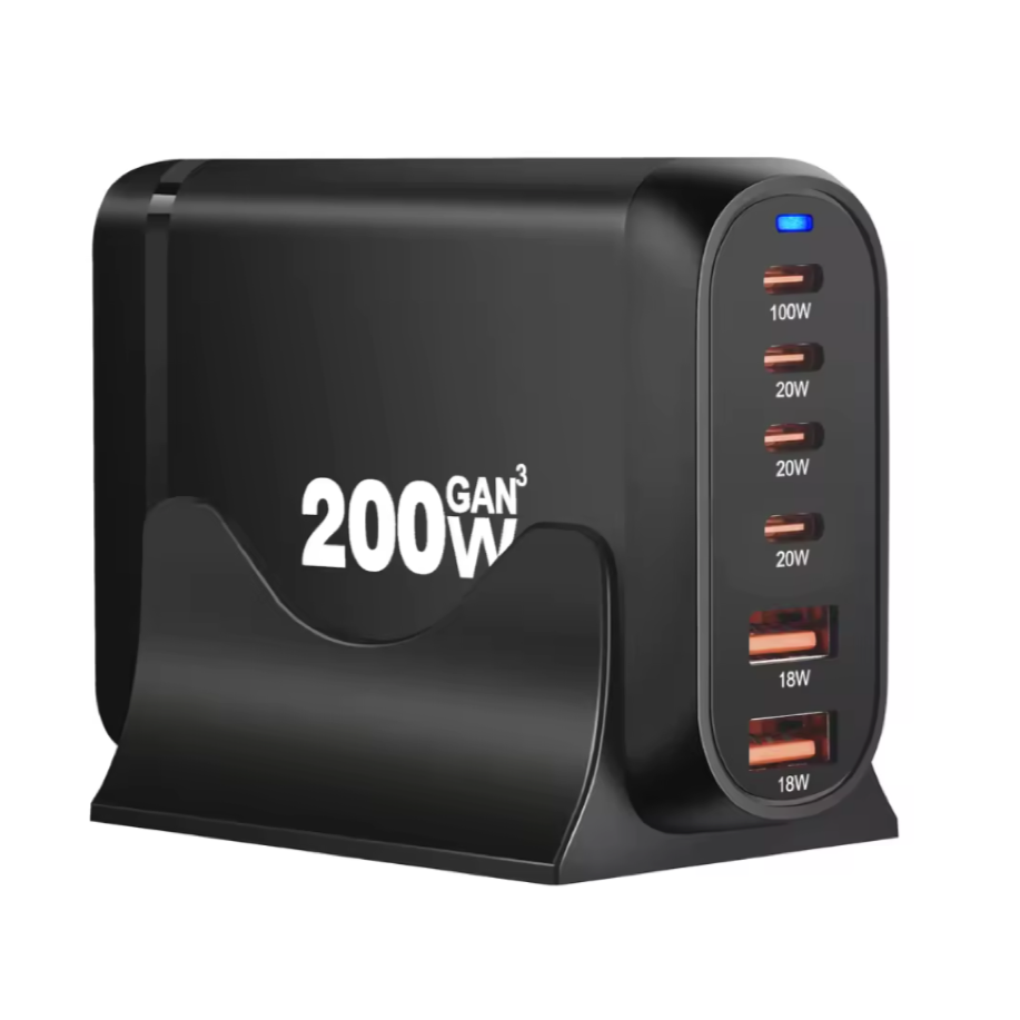 200W GaN Desktop charger 6-port USB Type C PD Charger Fast Charge 3.0 Fast Charger Mobile USB charger