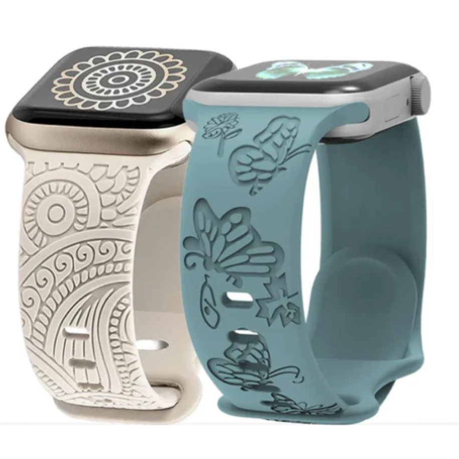 Floral Engraved Strap For Apple Watch Band