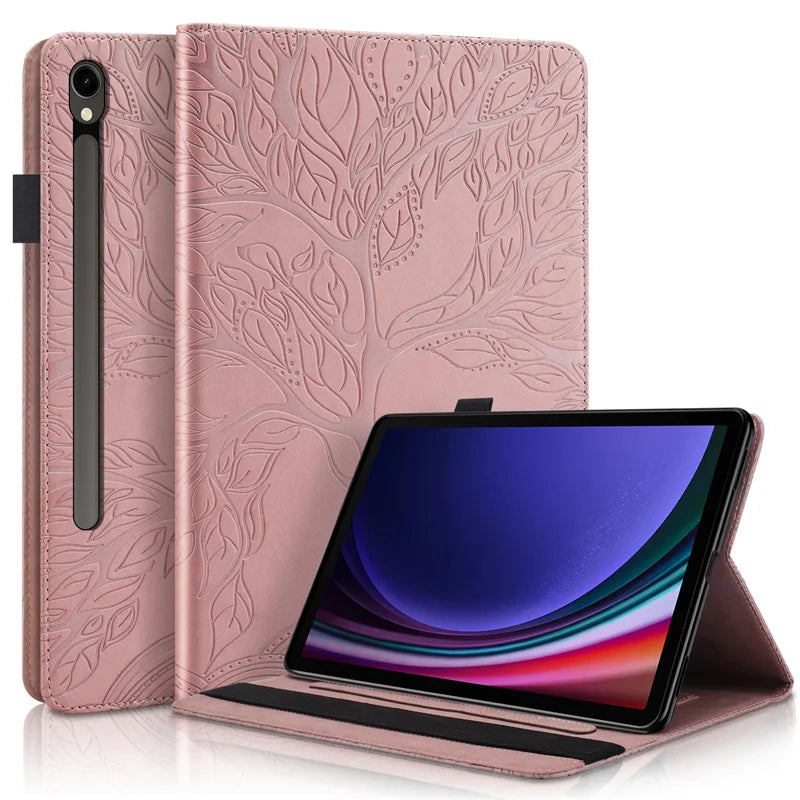 For Samsung Galaxy Tab S10 FE Plus Case 13.1 inch Emboss Tree PU Leather Flip Cover for Coque Galaxy Tab S10 FE Plus Case Funda