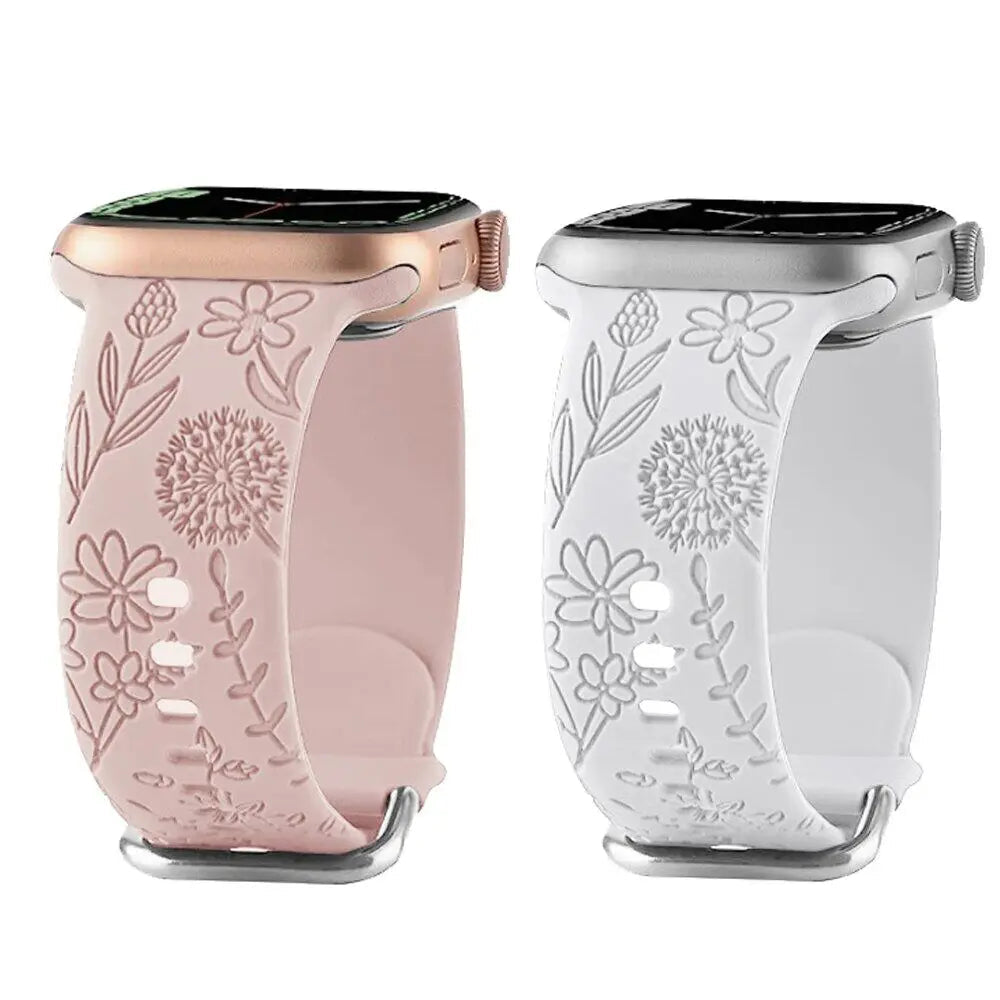 Engraved Flower Strap for Apple Watch