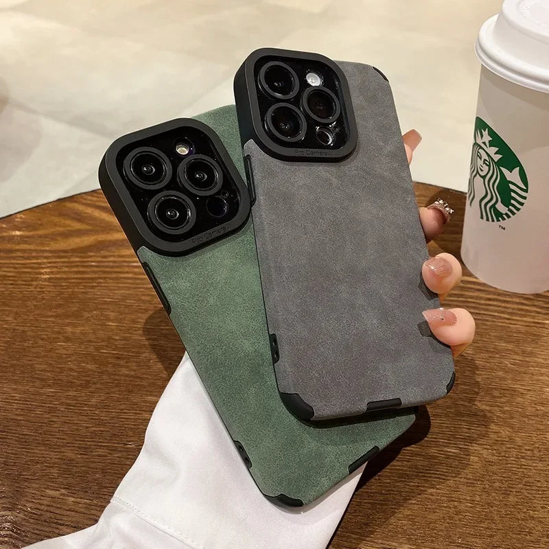Fashion Case For iPhone 15 14 13 12 Pro Max Plus Fur Leather Full Lens Protection Cases Cover
