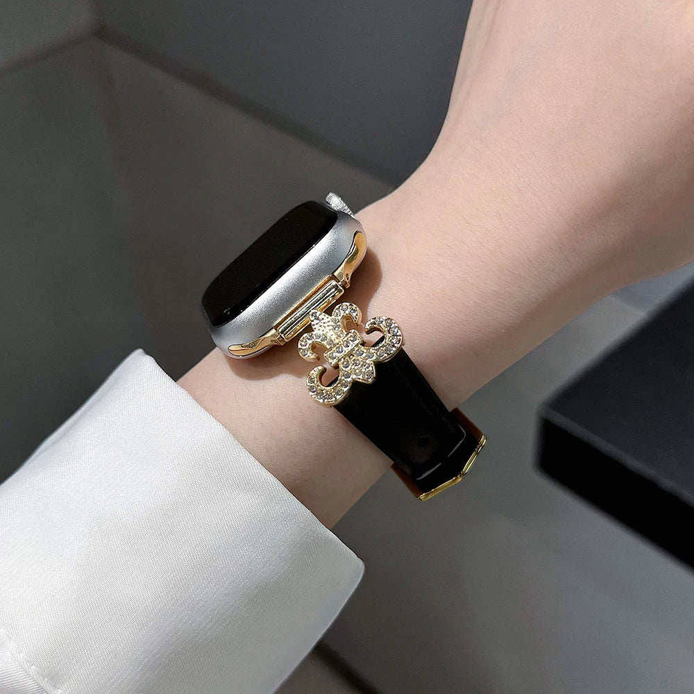 Diamond Leather Band for Apple Watch