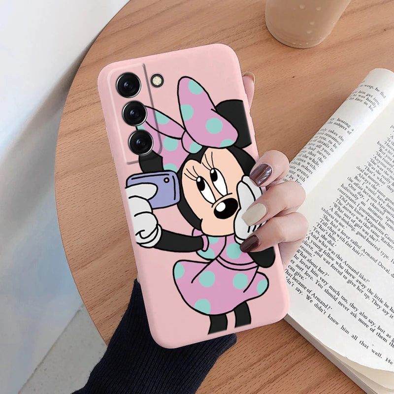For Samsung S22 S 22 Plus Ultra Phone Case Cute Pink Mickey Minnie Soft TPU Protection Shockproof Cover For Samsung Galaxy S22