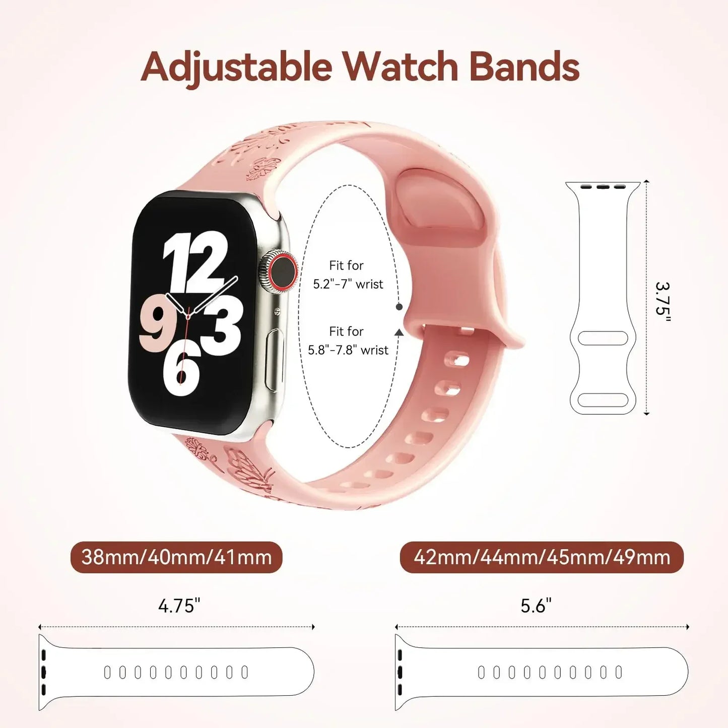Floral Engraved Strap For Apple Watch Band