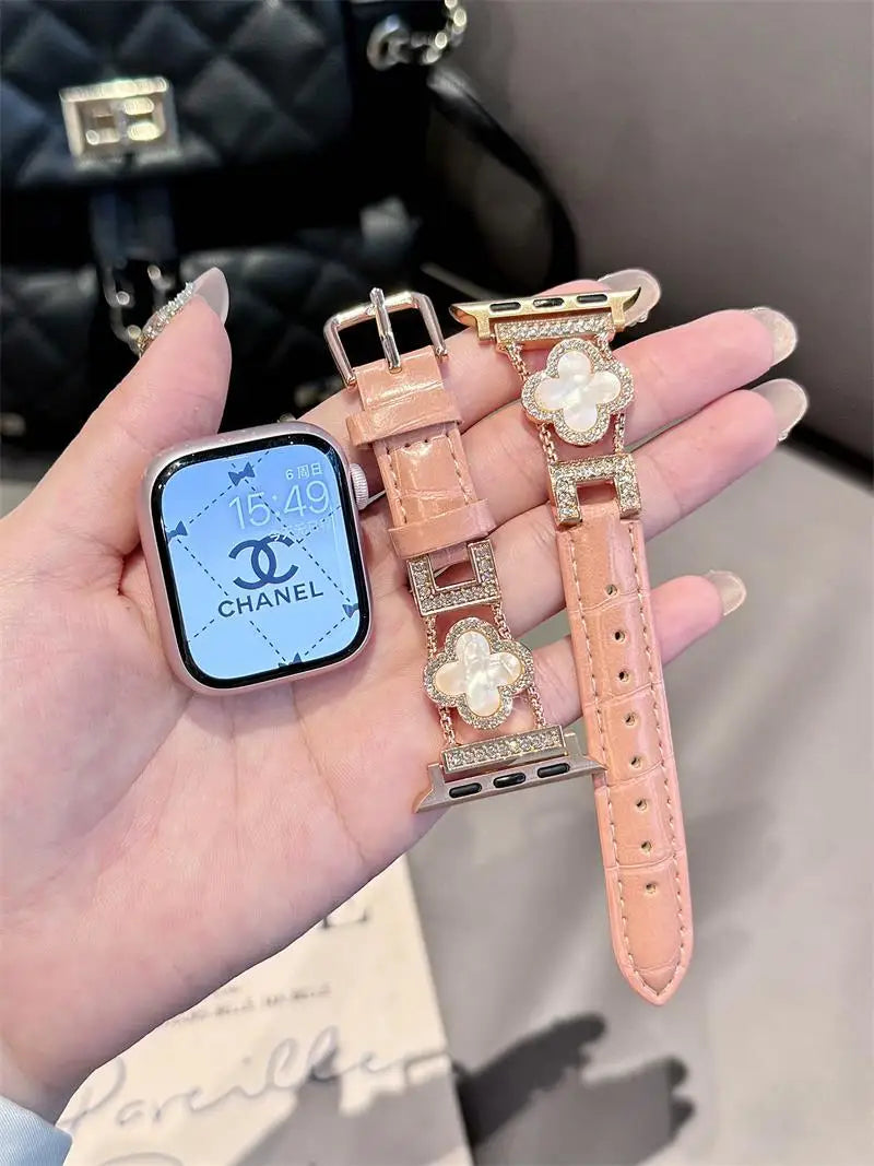 Clover fine diamond versatile pattern compatible with iWatch Apple strap 38mm 40mm 41mm 42mm 44mm 45mm 49mm