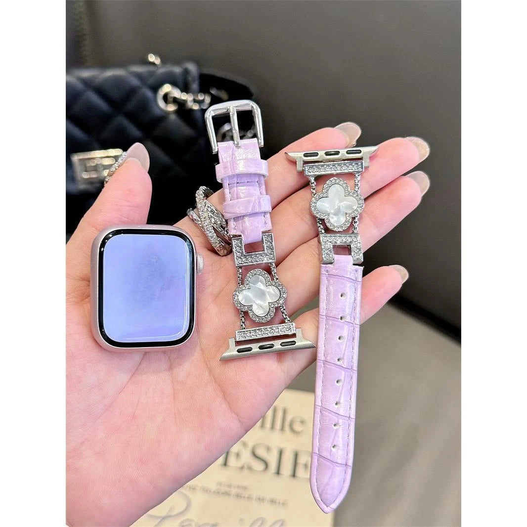 Clover fine diamond versatile pattern compatible with iWatch Apple strap 38mm 40mm 41mm 42mm 44mm 45mm 49mm