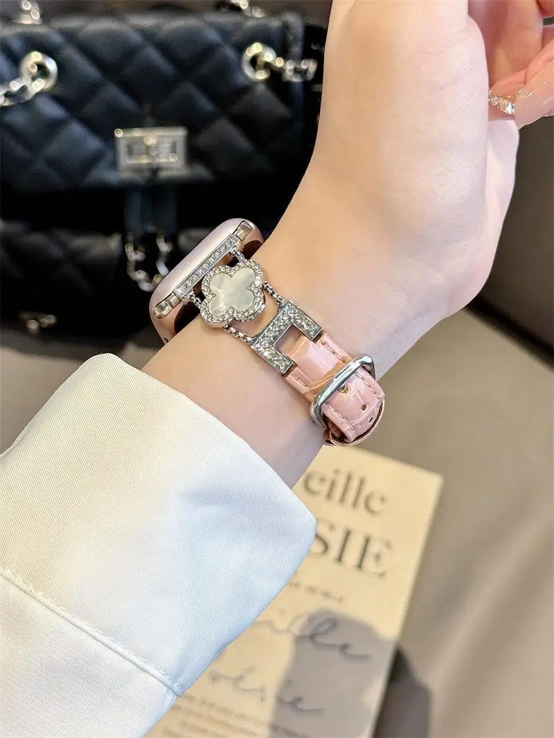 Clover fine diamond versatile pattern compatible with iWatch Apple strap 38mm 40mm 41mm 42mm 44mm 45mm 49mm