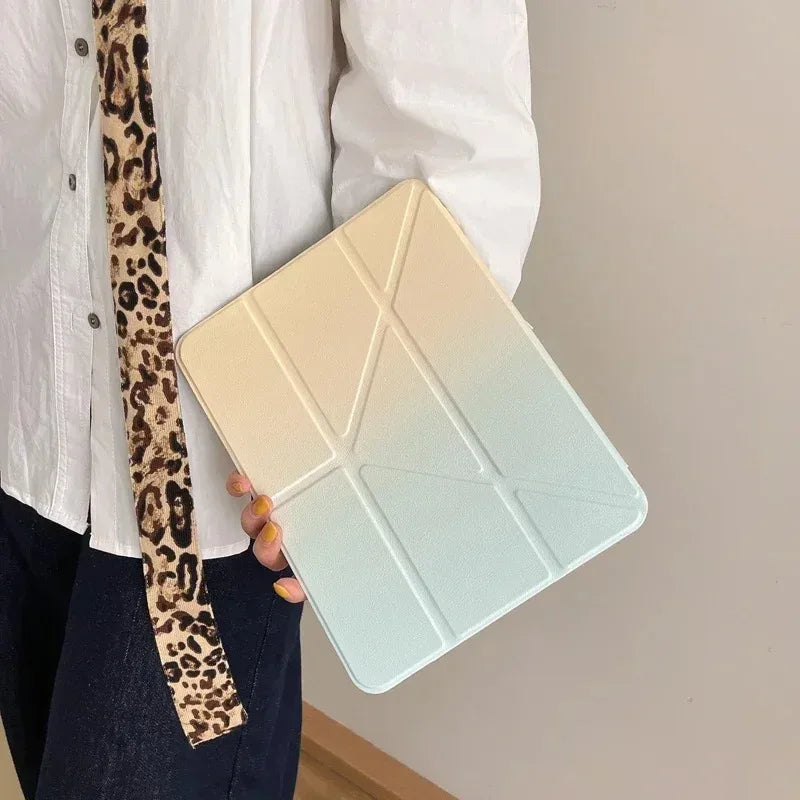 Gradient Y Fold Case for iPad A16 11th 2025 Pro12.9 5th 6th Air11 13'' Pro11 M4 10.2 10th 9th 8th 7th Case for iPad Air4 5 10.9