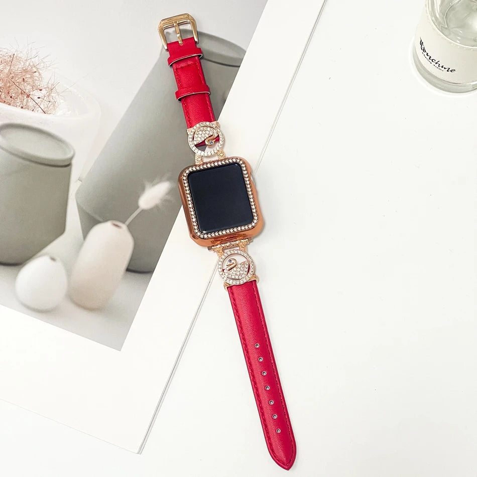 Diamond Leather Strap For Apple Watch