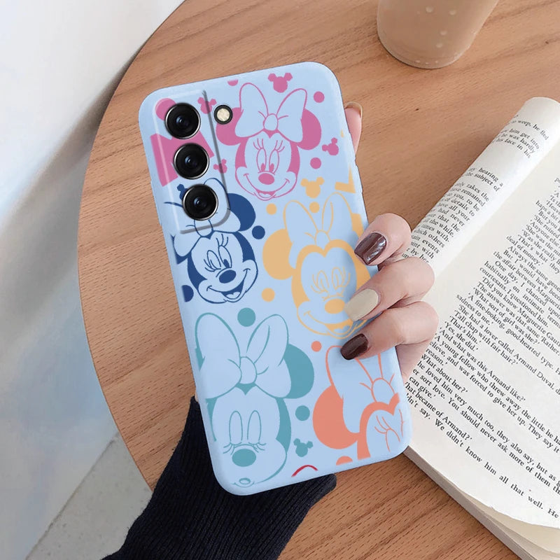 For Samsung S22 S 22 Plus Ultra Phone Case Cute Pink Mickey Minnie Soft TPU Protection Shockproof Cover For Samsung Galaxy S22