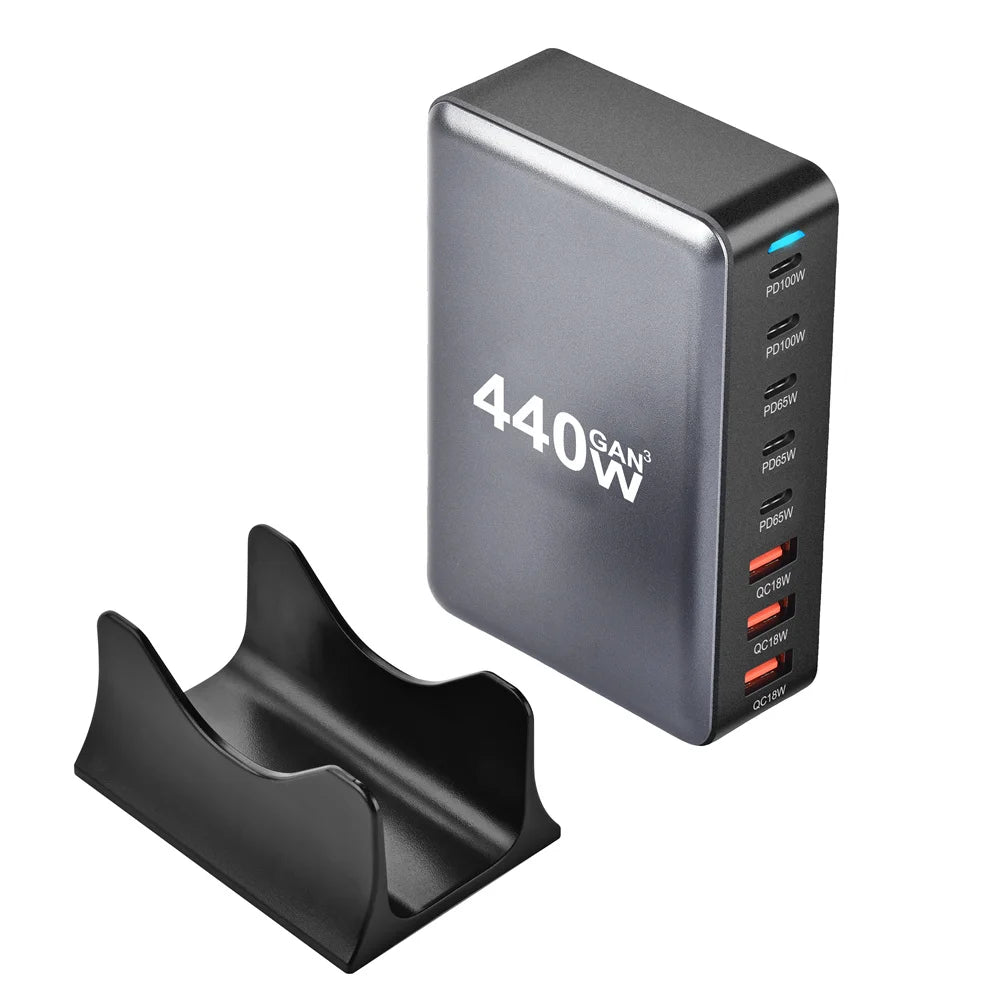 440W Gan Fast Charge 3.0 USB Type C Fast Charger Mobile 8-port 5C3A PD Charger Convenient To Carry Tablet Charger