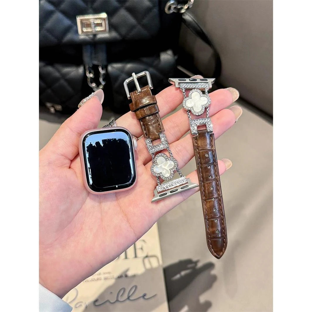 Clover fine diamond versatile pattern compatible with iWatch Apple strap 38mm 40mm 41mm 42mm 44mm 45mm 49mm