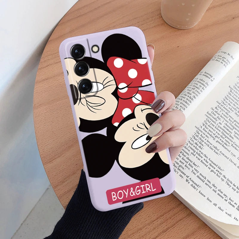 For Samsung S22 S 22 Plus Ultra Phone Case Cute Pink Mickey Minnie Soft TPU Protection Shockproof Cover For Samsung Galaxy S22