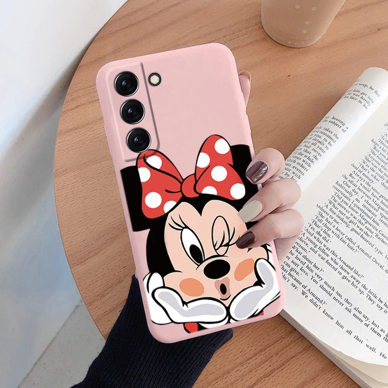 For Samsung S22 S 22 Plus Ultra Phone Case Cute Pink Mickey Minnie Soft TPU Protection Shockproof Cover For Samsung Galaxy S22