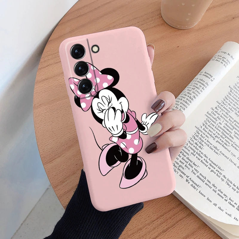For Samsung S22 S 22 Plus Ultra Phone Case Cute Pink Mickey Minnie Soft TPU Protection Shockproof Cover For Samsung Galaxy S22