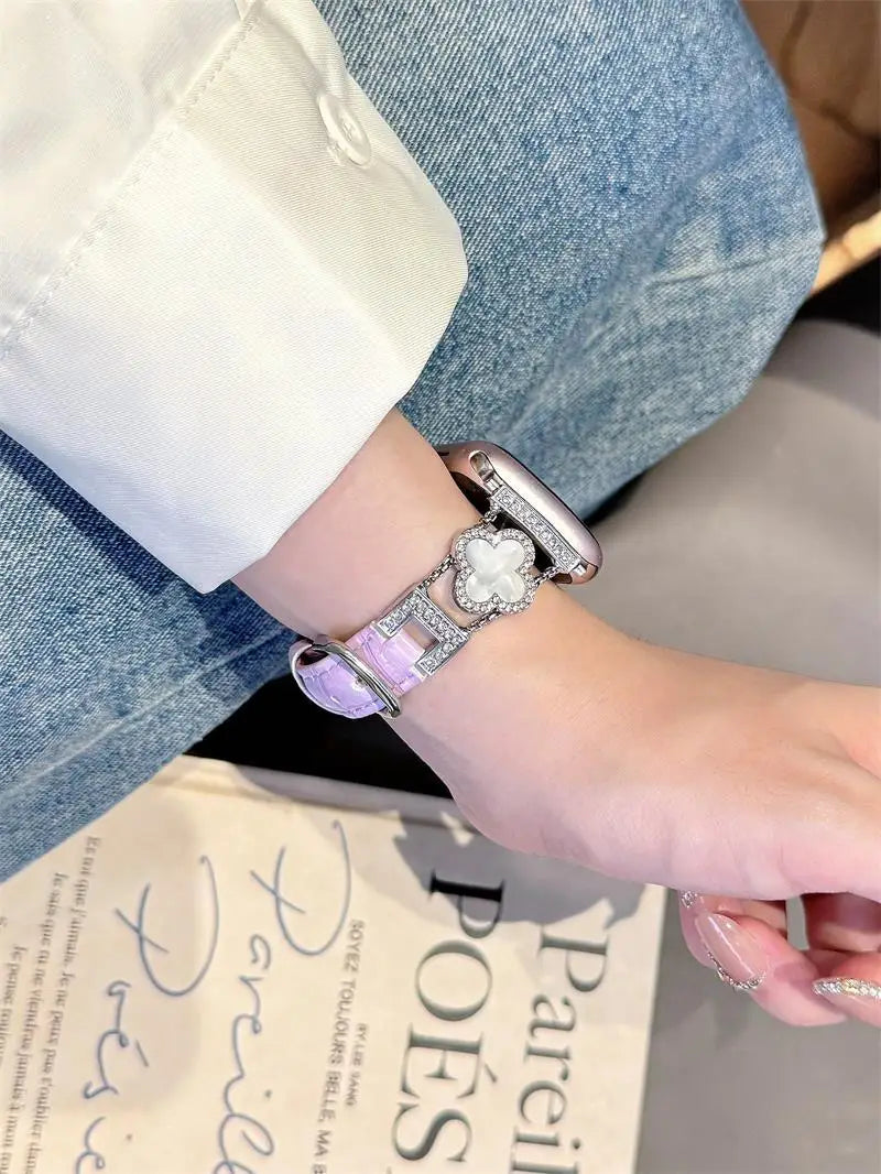 Clover fine diamond versatile pattern compatible with iWatch Apple strap 38mm 40mm 41mm 42mm 44mm 45mm 49mm