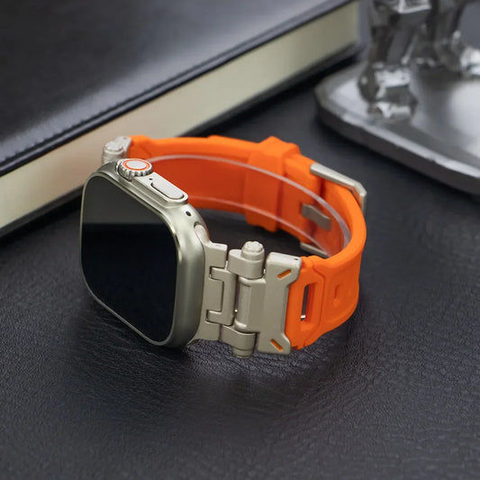 Metal & Silicone Apple Watch Strap – Rugged Sport Design for Ultra & Series