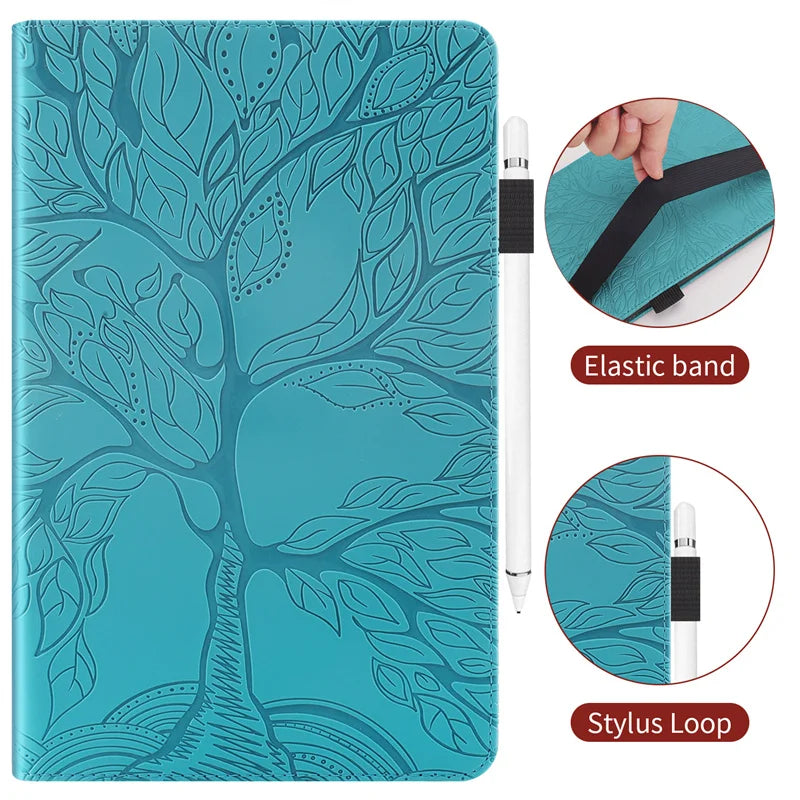 For Samsung Galaxy Tab S10 FE Plus Case 13.1 inch Emboss Tree PU Leather Flip Cover for Coque Galaxy Tab S10 FE Plus Case Funda