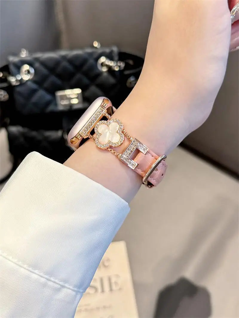Clover fine diamond versatile pattern compatible with iWatch Apple strap 38mm 40mm 41mm 42mm 44mm 45mm 49mm