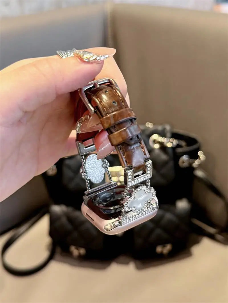 Clover fine diamond versatile pattern compatible with iWatch Apple strap 38mm 40mm 41mm 42mm 44mm 45mm 49mm