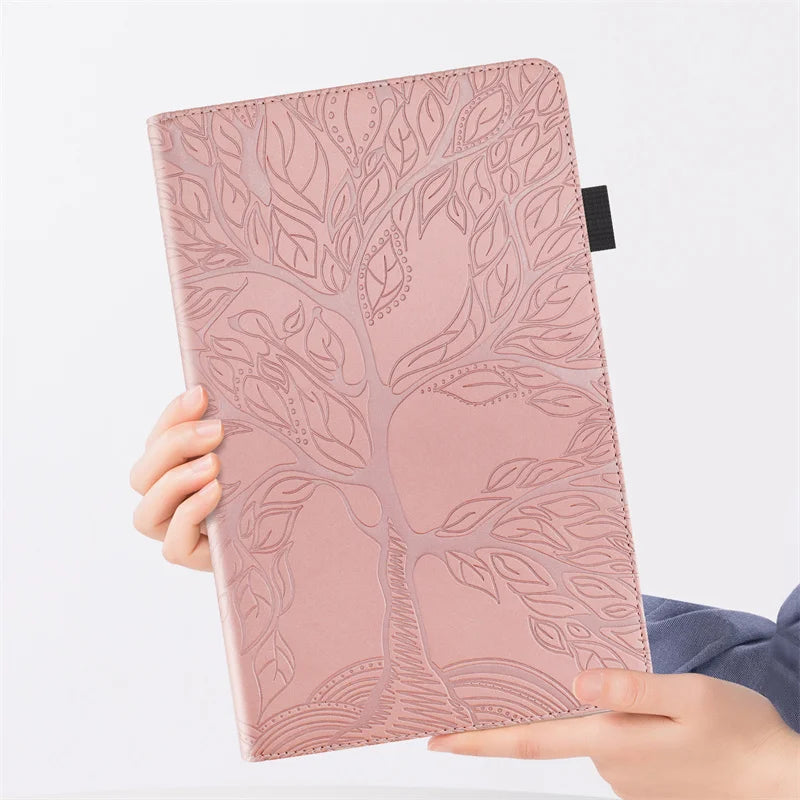 For Samsung Galaxy Tab S10 FE Plus Case 13.1 inch Emboss Tree PU Leather Flip Cover for Coque Galaxy Tab S10 FE Plus Case Funda