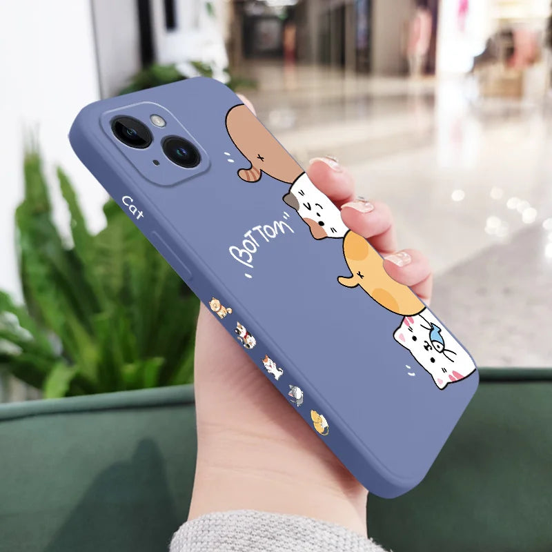 Cat Litter Phone Case For iPhone 15 14 13 12 Plus Pro Max Mini Liquid Silicone Cover