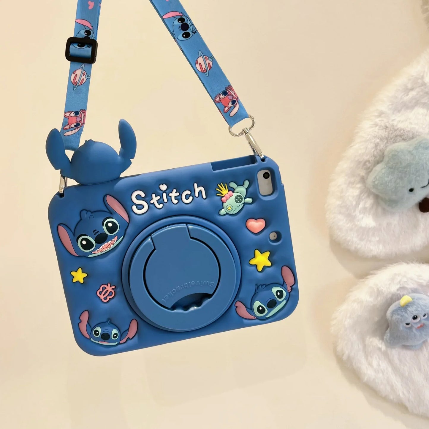 Stitch Tablet Stand Case for iPad Air 1 2 3 4 5 6 10.9 10th 10.2 7 8 9 2024 Pro 11 2021 9.7 2018 2017 Mini 6 Silicon Kids Cover