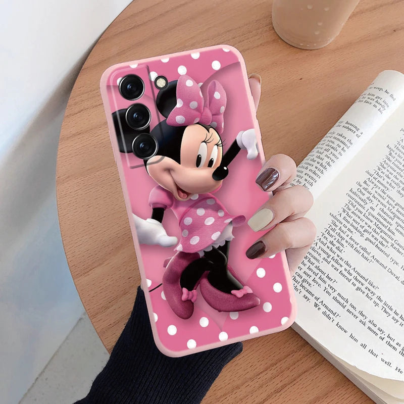 For Samsung S22 S 22 Plus Ultra Phone Case Cute Pink Mickey Minnie Soft TPU Protection Shockproof Cover For Samsung Galaxy S22