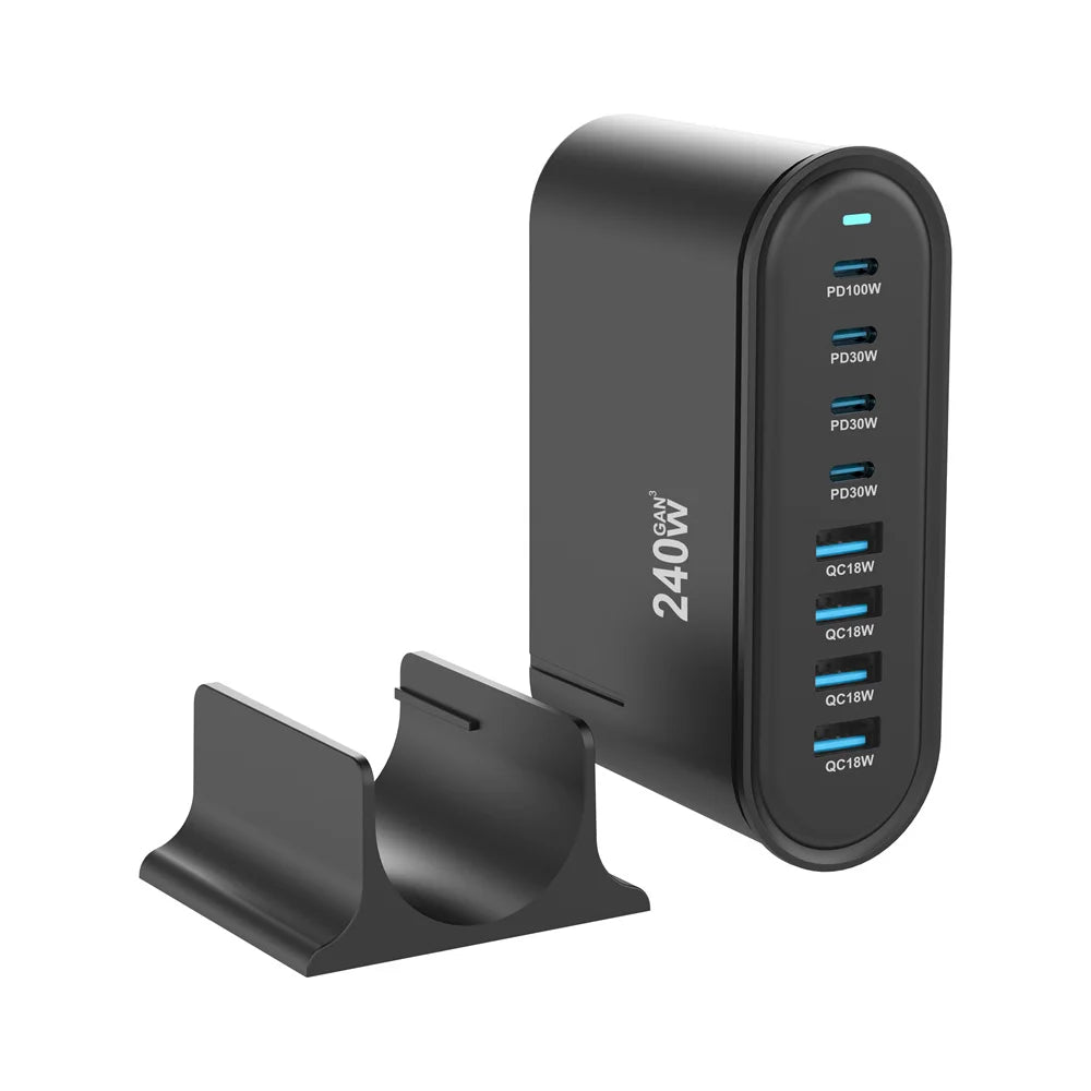 240W Desktop GaN Charger 8-port USB Type C PD Charger Fast Charge 3.0 USB Type C Fast Charger Mobile USB Charger