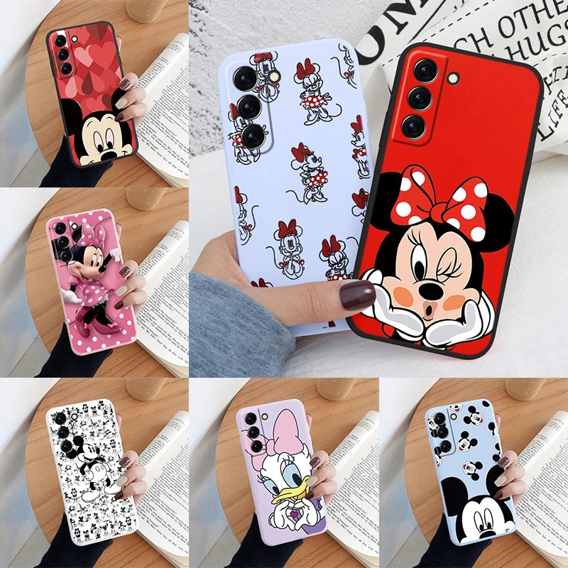 For Samsung S22 S 22 Plus Ultra Phone Case Cute Pink Mickey Minnie Soft TPU Protection Shockproof Cover For Samsung Galaxy S22
