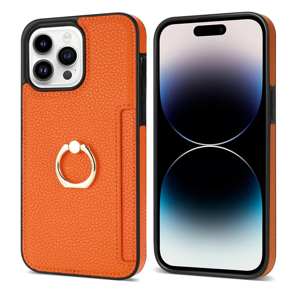 Card Solt Litchi Leather Wallet Case For iPhone