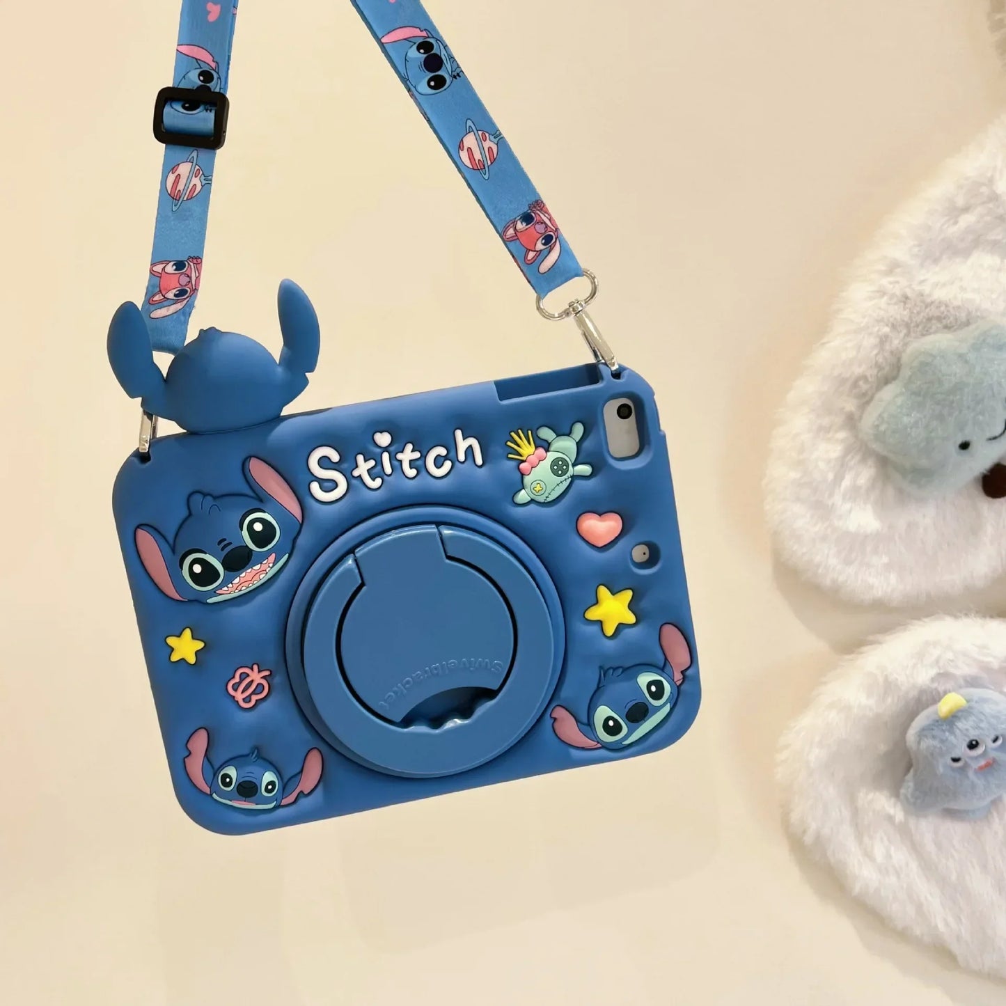 Stitch Tablet Stand Case for iPad Air 1 2 3 4 5 6 10.9 10th 10.2 7 8 9 2024 Pro 11 2021 9.7 2018 2017 Mini 6 Silicon Kids Cover