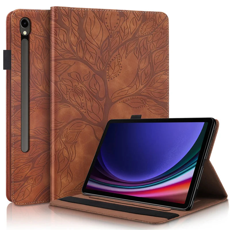 For Samsung Galaxy Tab S10 FE Plus Case 13.1 inch Emboss Tree PU Leather Flip Cover for Coque Galaxy Tab S10 FE Plus Case Funda