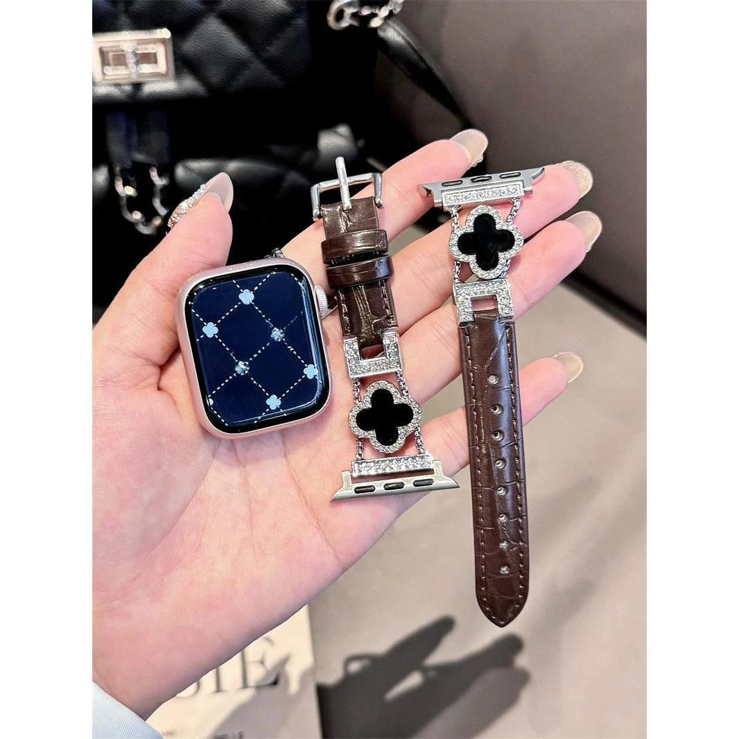 Clover fine diamond versatile pattern compatible with iWatch Apple strap 38mm 40mm 41mm 42mm 44mm 45mm 49mm