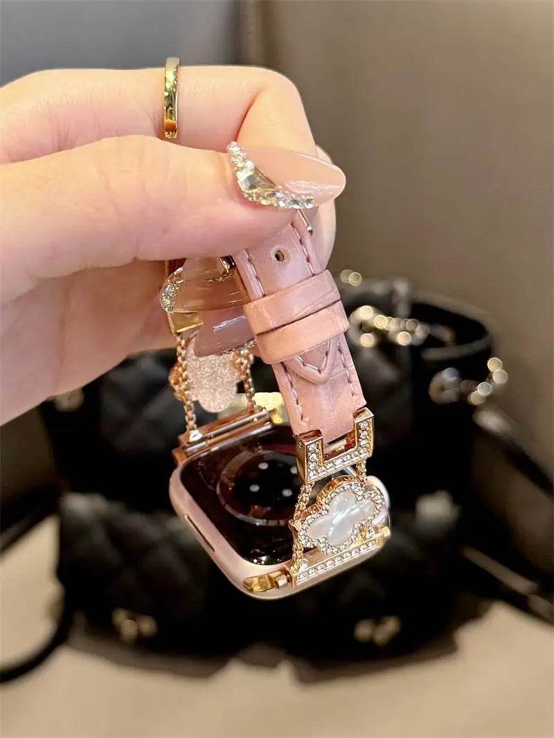 Clover fine diamond versatile pattern compatible with iWatch Apple strap 38mm 40mm 41mm 42mm 44mm 45mm 49mm
