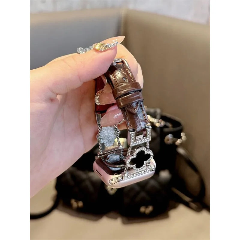 Clover fine diamond versatile pattern compatible with iWatch Apple strap 38mm 40mm 41mm 42mm 44mm 45mm 49mm