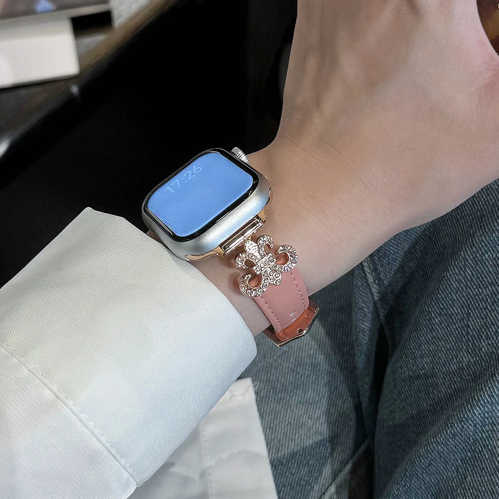 Diamond Leather Band for Apple Watch