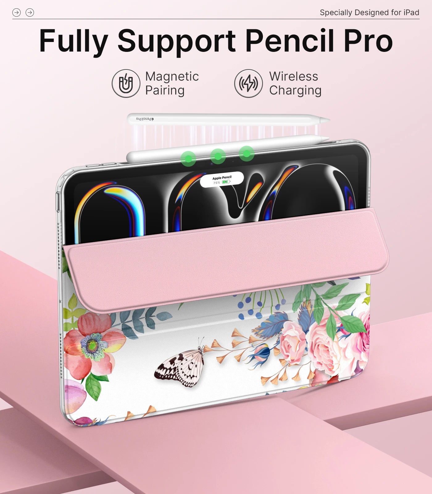 For iPad Pro 11 Inch Case M4 2024 (5th Gen) Ultra Slim Stand iPad Pro 11 M4 Case with Soft TPU Translucent Frosted Back Cover