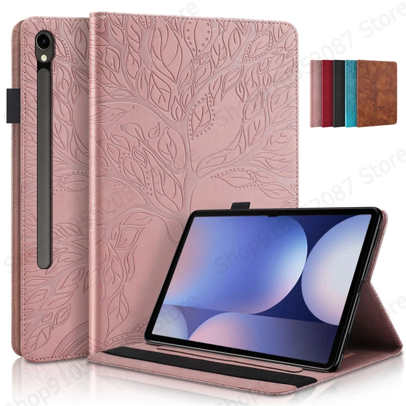 For Samsung Galaxy Tab S10 FE Plus Case 13.1 inch Emboss Tree PU Leather Flip Cover for Coque Galaxy Tab S10 FE Plus Case Funda