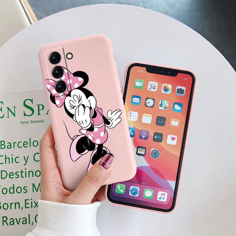 For Samsung S22 S 22 Plus Ultra Phone Case Cute Pink Mickey Minnie Soft TPU Protection Shockproof Cover For Samsung Galaxy S22