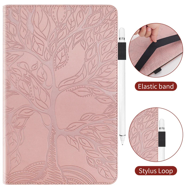 For Samsung Galaxy Tab S10 FE Plus Case 13.1 inch Emboss Tree PU Leather Flip Cover for Coque Galaxy Tab S10 FE Plus Case Funda