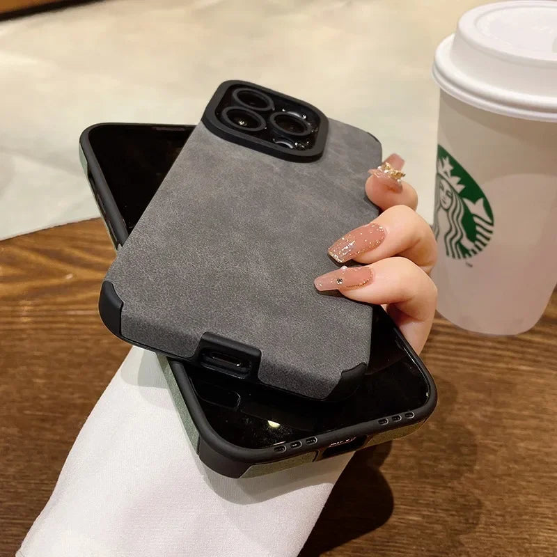 Fashion Case For iPhone 15 14 13 12 Pro Max Plus Fur Leather Full Lens Protection Cases Cover