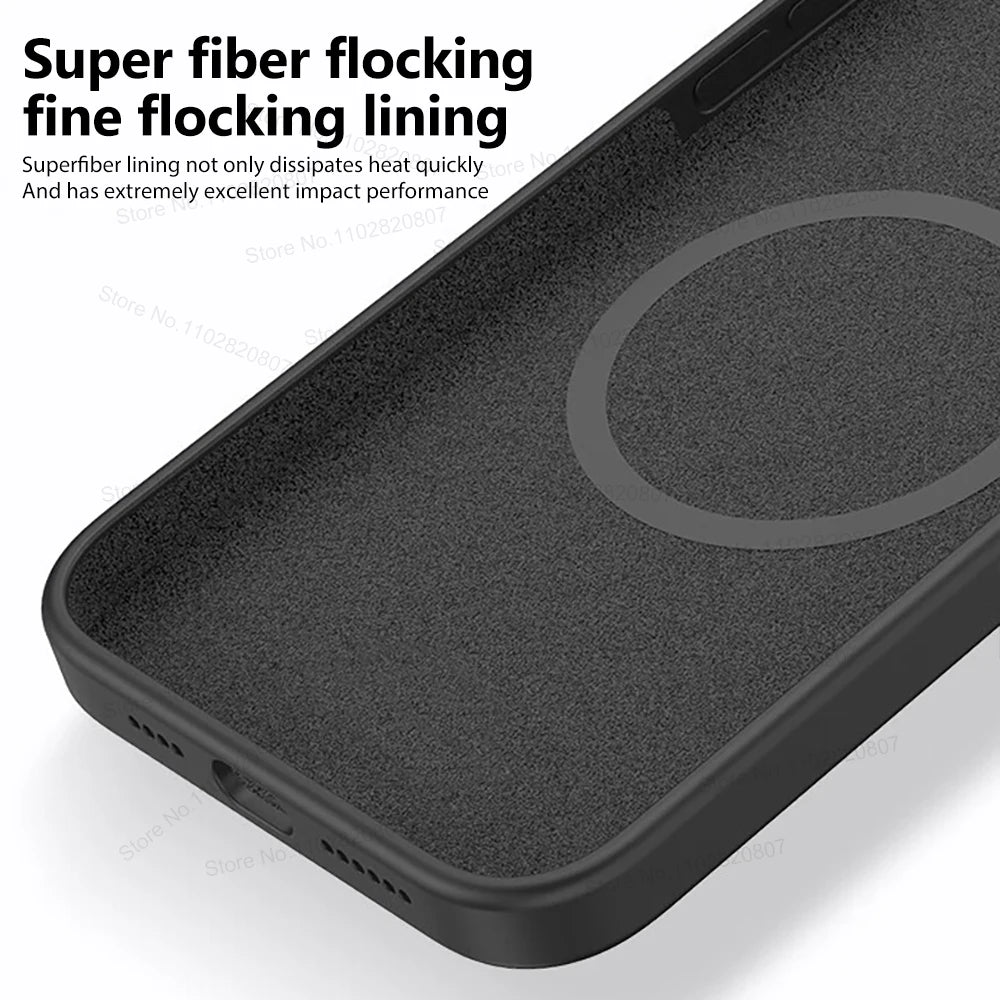 Liquid Silicone Magnetic Cases For iPhone 15 14 13 12 Pro Max Plus For Magsafe Case Wireless Charge Cover Phone Accessories