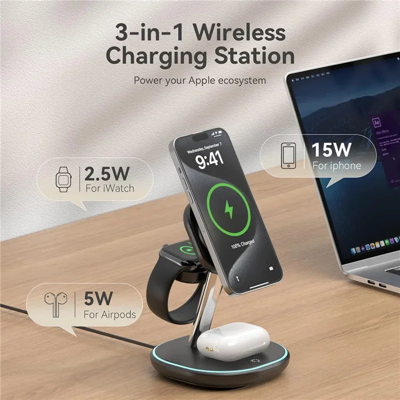 Magnetic 3 in 1 Wireless Charger Stand