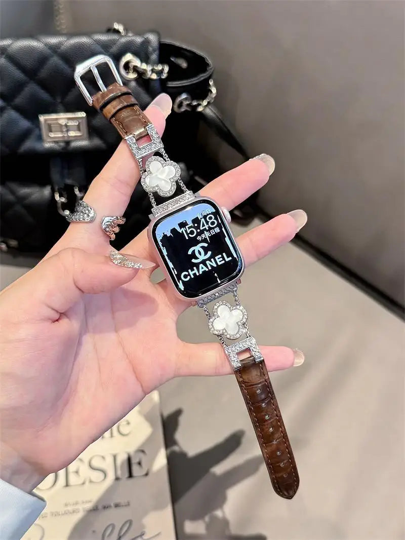 Clover fine diamond versatile pattern compatible with iWatch Apple strap 38mm 40mm 41mm 42mm 44mm 45mm 49mm