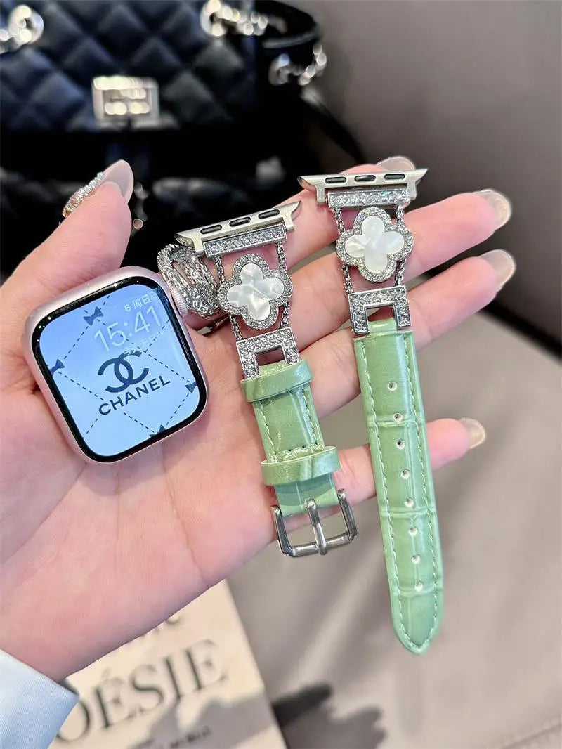 Clover fine diamond versatile pattern compatible with iWatch Apple strap 38mm 40mm 41mm 42mm 44mm 45mm 49mm