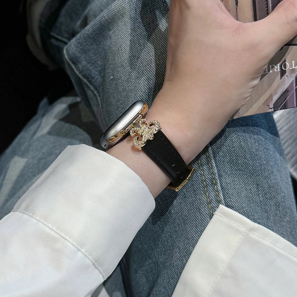 Diamond Leather Band for Apple Watch