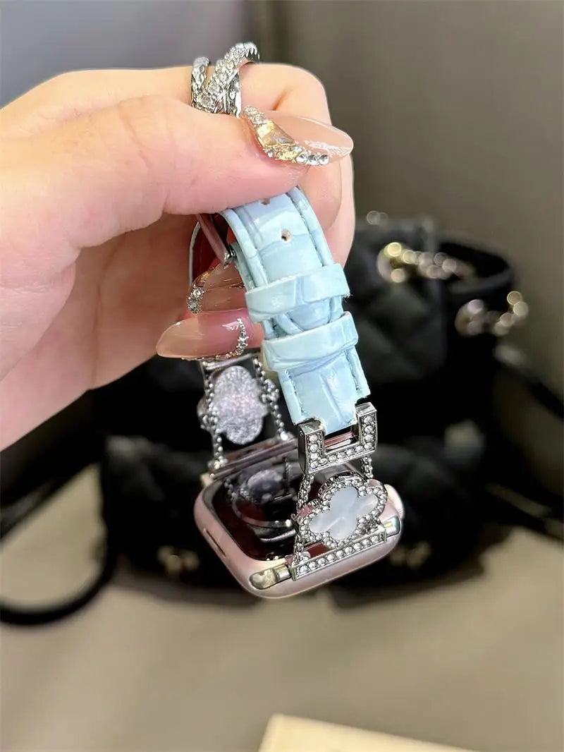 Clover fine diamond versatile pattern compatible with iWatch Apple strap 38mm 40mm 41mm 42mm 44mm 45mm 49mm