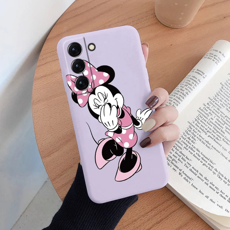 For Samsung S22 S 22 Plus Ultra Phone Case Cute Pink Mickey Minnie Soft TPU Protection Shockproof Cover For Samsung Galaxy S22